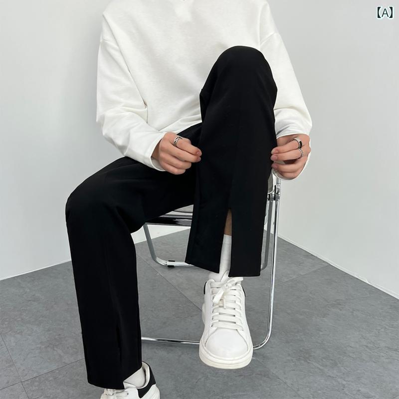 メンズ ファッション 春夏 秋冬 かっこいい オシャレ モテ 男性用 紳士服 服 韓国 シンプル 大人 春秋 ズボン メンズカジュアル ドレープ パンツ 男性用 リット トレート レッグ ーツ パンツ|YKC8