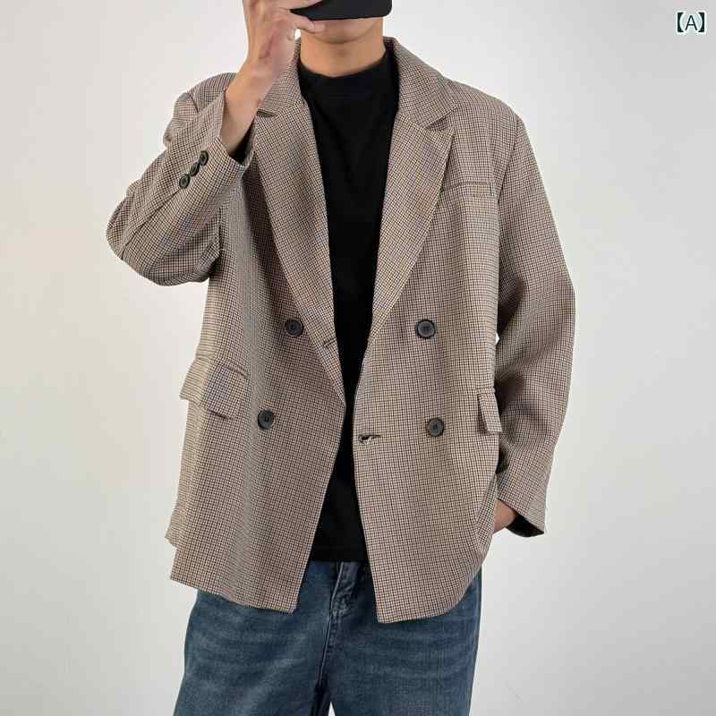 メンズ ファッション 春夏 秋冬 かっこいい オシャレ モテ 男性用 紳士服 服 韓国 シンプル 大人 春秋 メンズ アメリカ レトロ 千鳥格子 ダルレト ーツ ジャケット カジュアル ゆったり 高級 ール 小さい ーツ