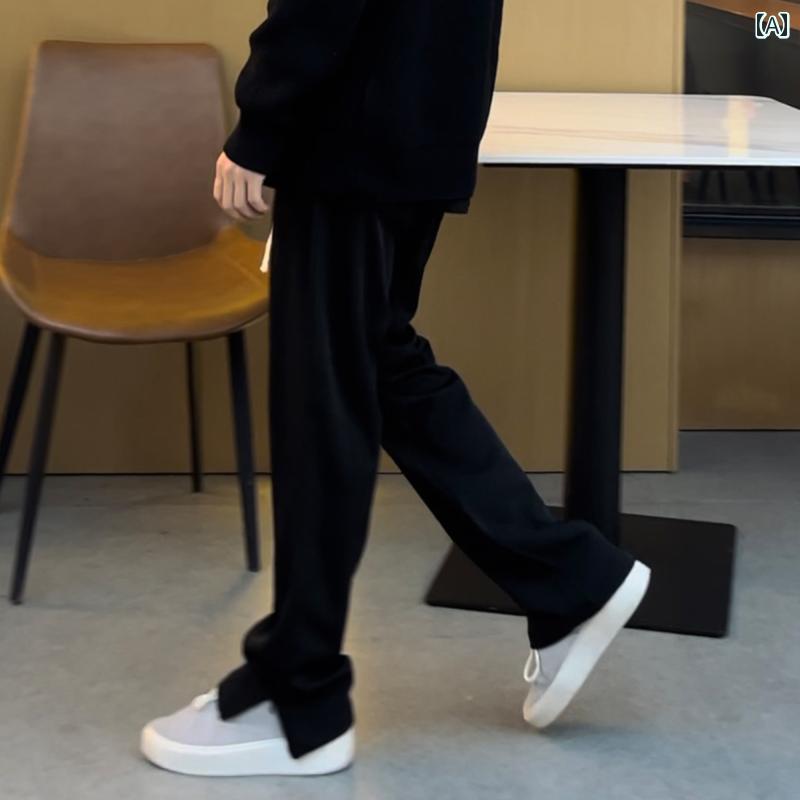 メンズ ファッション 春夏 秋冬 かっこいい オシャレ モテ 男性用 紳士服 服 韓国 シンプル 大人 高級 アメリカン トリート メンズ 春秋冬 ジッパー モップ カジュアル トレート リット ポーツ ロング パンツ