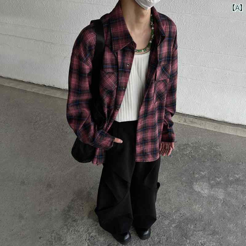 メンズ ファッション 春夏 秋冬 かっこいい オシャレ モテ 男性用 紳士服 服 韓国 シンプル 大人 アメリカン レトロ チェッ柄 シャツ メンズ 長袖 春秋 タイル パターン カップル シャツ ジャケット|YKC8