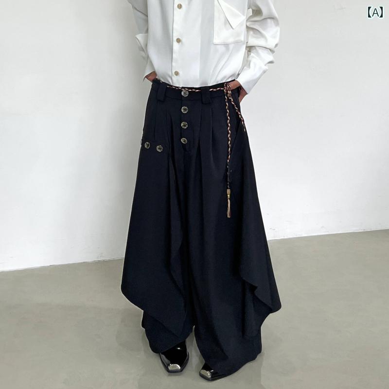 メンズ ファッション 春夏 秋冬 かっこいい オシャレ モテ 男性用 紳士服 服 韓国 シンプル 大人 プイシング 男性用 高級 パンツ トレート ドレープ ワイド レッグ キュロット カジュアル ロング パンツ