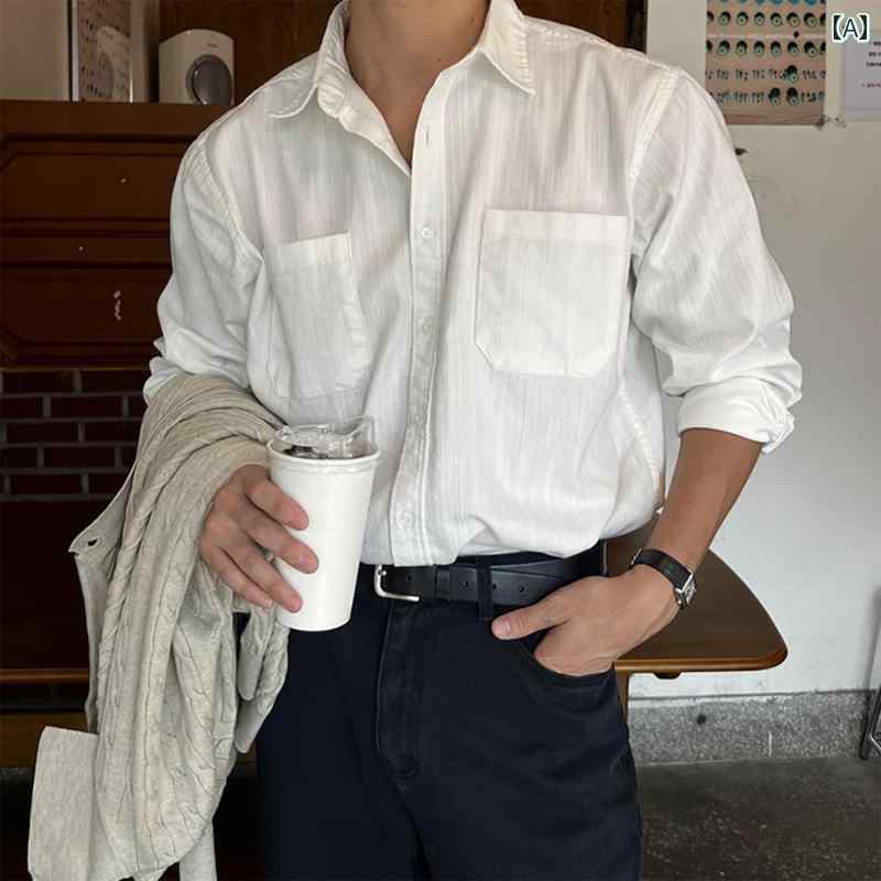 メンズ ファッション 春夏 秋冬 かっこいい オシャレ モテ 男性用 紳士服 服 韓国 シンプル 大人 韓国 高級 リネン 白 シャツ メンズ 長袖 春夏 薄手 カジュアル コットンリネン シャツ ジャケット