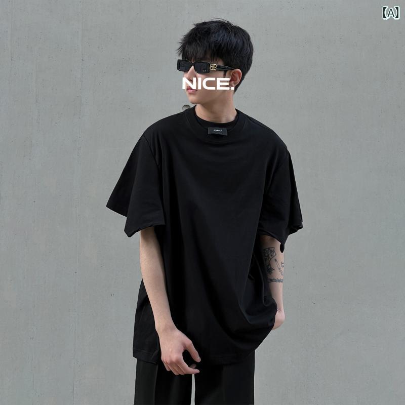 メンズ ファッション 春夏 秋冬 かっこいい オシャレ モテ 男性用 紳士服 服 韓国 シンプル 大人 アメリカン レトロ ウンドネッ 半袖 T シャツ 男性用 夏 カジュアル ソリッドカー 二重 襟 半袖 T シャツ