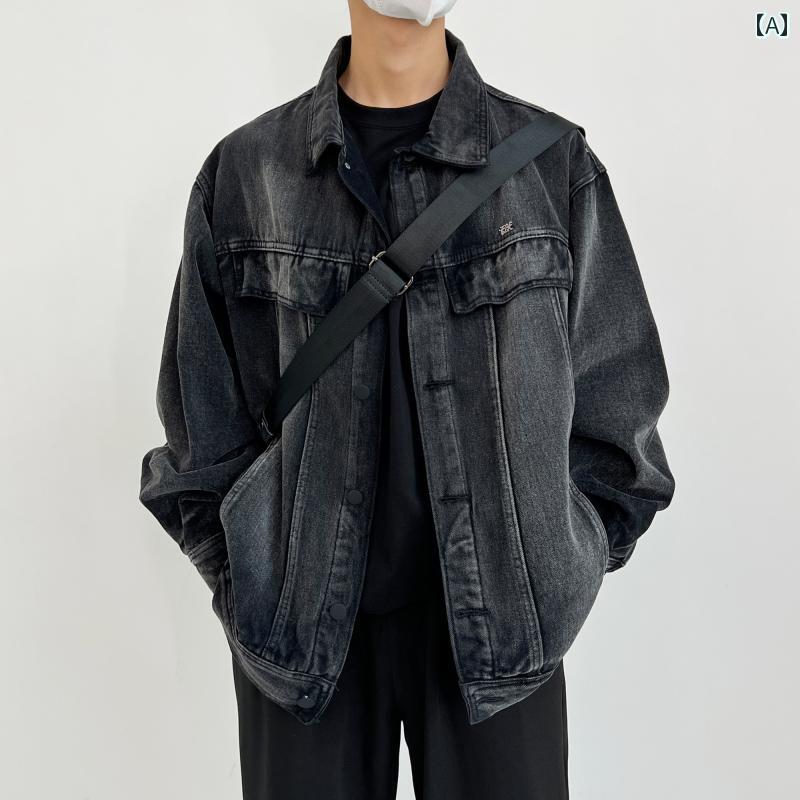 メンズ ファッション 春夏 秋冬 かっこいい オシャレ モテ 男性用 紳士服 服 韓国 シンプル 大人 トリート アメリカン レトロ ユーズド 加工 ウォッシュ グデーション デニムジャケット メンズ 春秋 カップル ジャケット｜YKC8