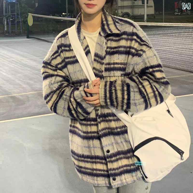 メンズ ファッション 春夏 秋冬 かっこいい オシャレ モテ 男性用 紳士服 服 韓国 シンプル 大人 アメリカン レトロ エレガント ウール ジャケット メンズ 秋冬 カジュアル カップル ウール ジャケット｜YKC8