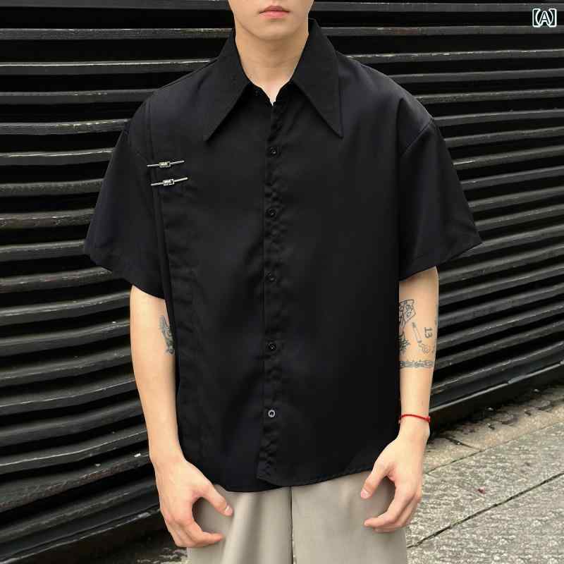 メンズ ファッション 春夏 秋冬 かっこいい オシャレ モテ 男性用 紳士服 服 韓国 シンプル 大人 半袖 シャツ 男性用 夏 薄手 ゆったり ドレープ 半袖 シャツ ジャケット 6,447円