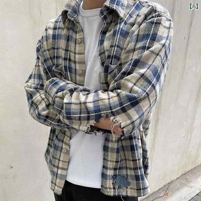 メンズ ファッション 春夏 秋冬 かっこいい オシャレ モテ 男性用 紳士服 服 韓国 シンプル 大人 アメリカン レトロ 春秋 カジュアル チェッ柄 シャツ メンズ 長袖 ジャケット