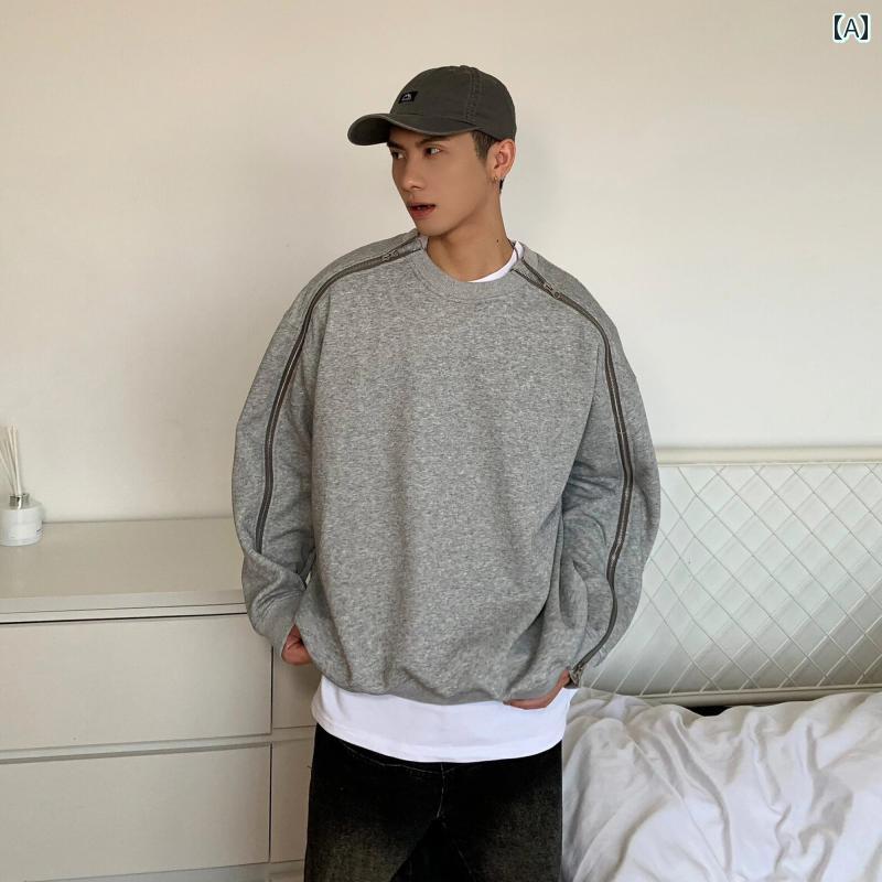 メンズ ファッション 春夏 秋冬 かっこいい オシャレ モテ 男性用 紳士服 服 韓国 シンプル 大人 春秋 男性用 トリート アメリカン リーン フィット ダル ジッパー プイシング ウンドネッ ウェットシャツ カジュアル トップ ジャケット