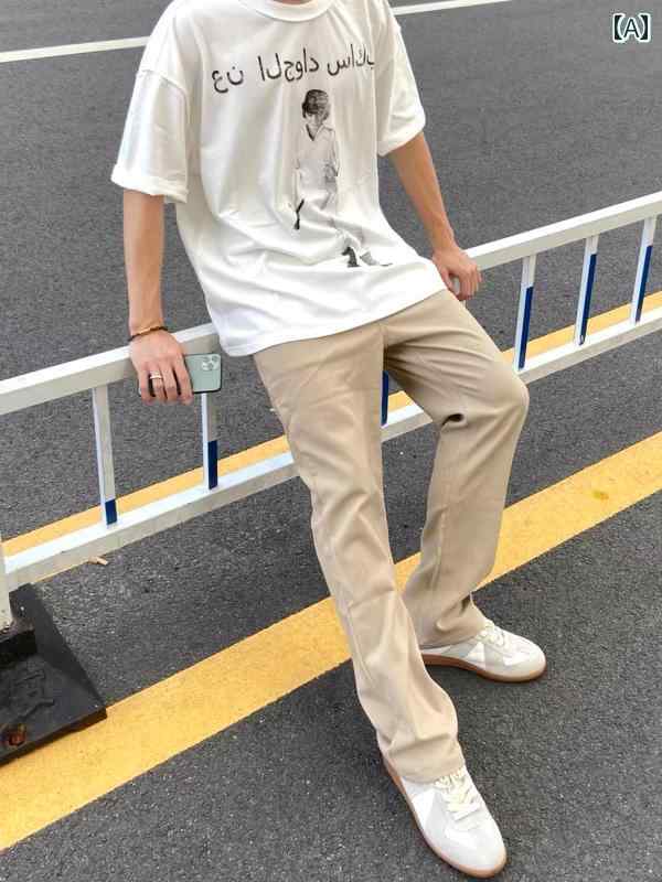 メンズ ファッション 春夏 秋冬 かっこいい オシャレ モテ 男性用 紳士服 服 韓国 シンプル 大人 タイル フレアパンツ アメリカン トリート カジュアル パンツ ーツ ズボン メンズ|YKC8