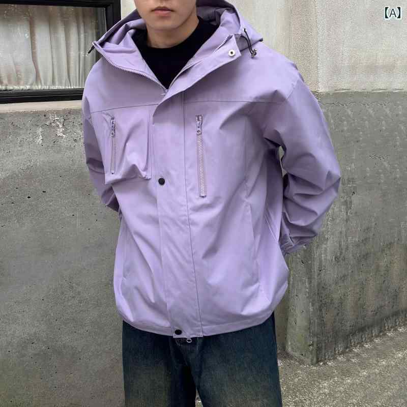 メンズ ファッション 春夏 秋冬 かっこいい オシャレ モテ 男性用 紳士服 服 韓国 シンプル 大人 アメリカ トリート アウトドア 登山 イトパープル ジャケット メンズ 春秋 カジュアル カップル ジャケット