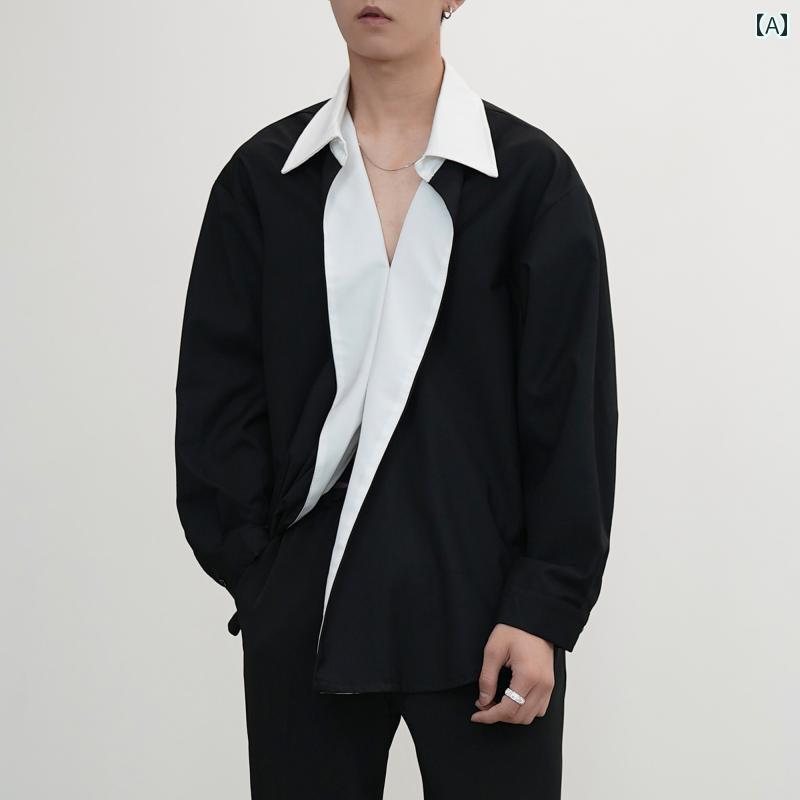 メンズ ファッション 春夏 秋冬 かっこいい オシャレ モテ 男性用 紳士服 服 韓国 シンプル 大人 テッチ コントト カー 長袖 シャツ メンズカジュアル ドレープ シャツ ジャケット