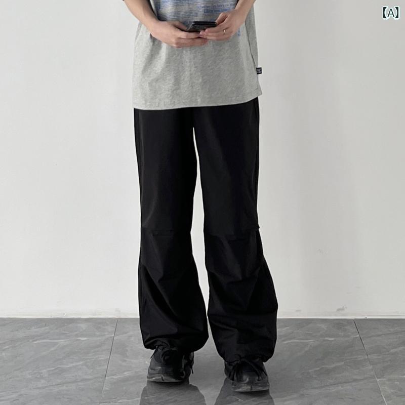 メンズ ファッション 春夏 秋冬 かっこいい オシャレ モテ 男性用 紳士服 服 韓国 シンプル 大人 トリート アメリカン レトロ オーバー オール メンズ 夏 トレート ワイド レッグ ヒップ ホップ カジュアル ポーツ ロング パンツ
