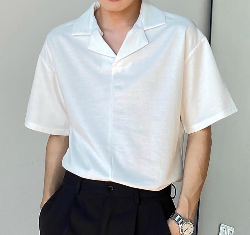 メンズ ファッション 春夏 秋冬 かっこいい オシャレ モテ 男性用 紳士服 服 韓国 シンプル 大人 キューバ カー シャツ メンズ 半袖 無地 カジュアル 夏 薄手