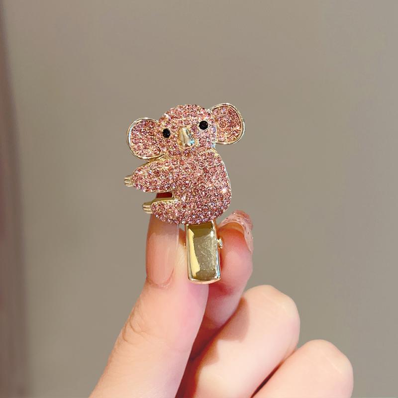 レディース ファッション 女性 かわいい おしゃれ 韓国 高級 ギフト プレゼント アクセサリー ジュエリー 髪飾り ヘア ラインストーン キラキラ コアラ ピン 前髪 クリップ 個性的 装飾｜YKC8