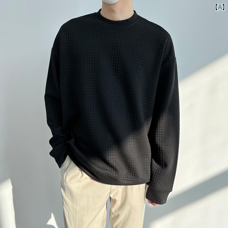 メンズ 流行り物 春夏 秋冬 かっこいい オシャレ モテ 成人男性用 成人男性服  服 韓国 分かりやすい 成年者 年月冬 成人男性用の ハイエンドの ラウンドのど首 トレーナー な ティーシャツ 心地よい 長袖 朦々たるが