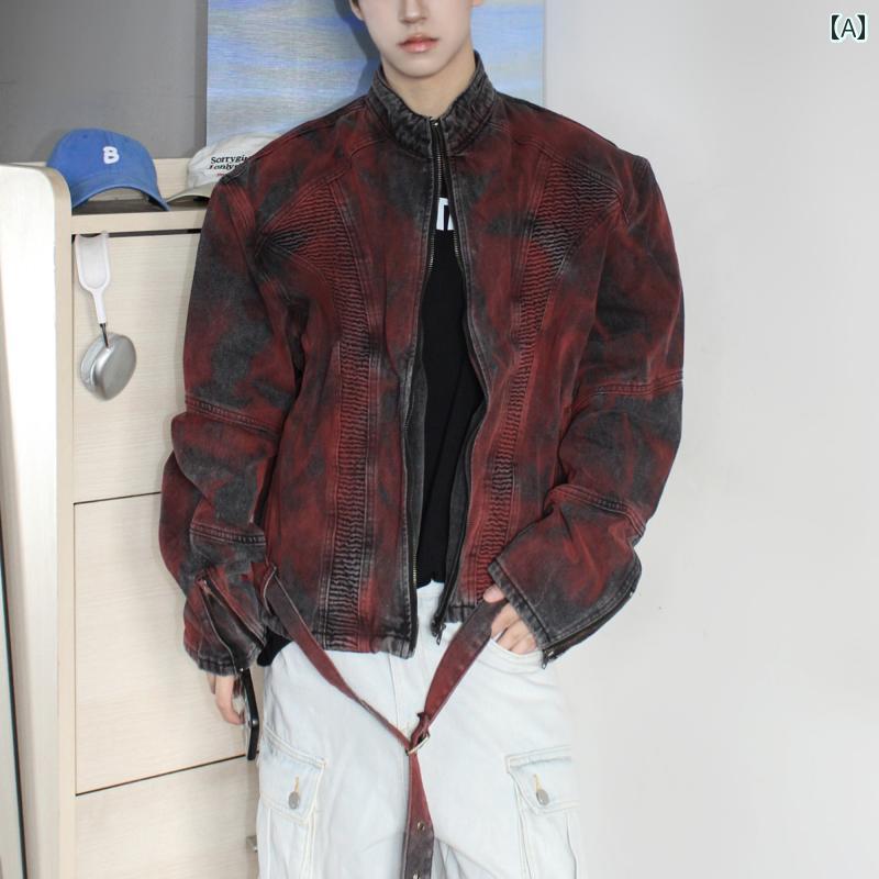 メンズ ファッション 春夏 秋冬 かっこいい オシャレ モテ 男性用 紳士服 服 韓国 シンプル 大人 アメリカン レトロ ヘビー ウェイストランド スタイル オールド シルエット デニムジャケット メンズ 春秋 カジュアル ジャケット