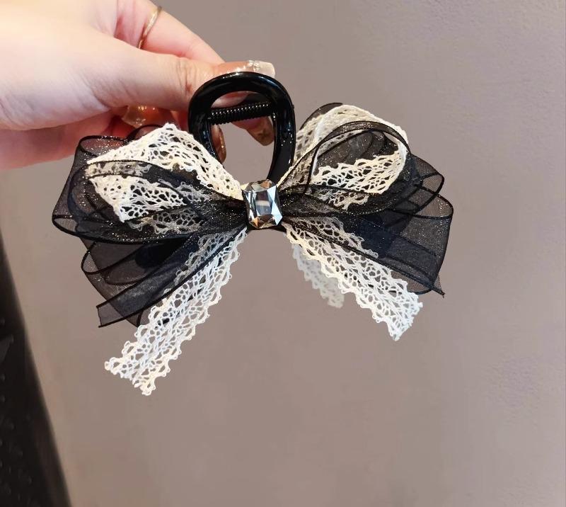 レディース ファッション 女性 かわいい おしゃれ 韓国 高級 ギフト プレゼント アクセサリー ジュエリー 髪飾り ヘア フェアリー レース フリル メッシュ ガーリー クリップ リボン クリスタル キラキラ ラインストーン 髪留め 装飾