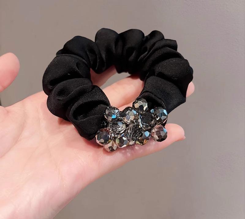 レディース ファッション 女性 かわいい おしゃれ 韓国 高級 ギフト プレゼント アクセサリー ジュエリー 髪飾り ヘア クリスタル ビーズ キラキラ リング ゴム バンド シンプル シュシュ 装飾