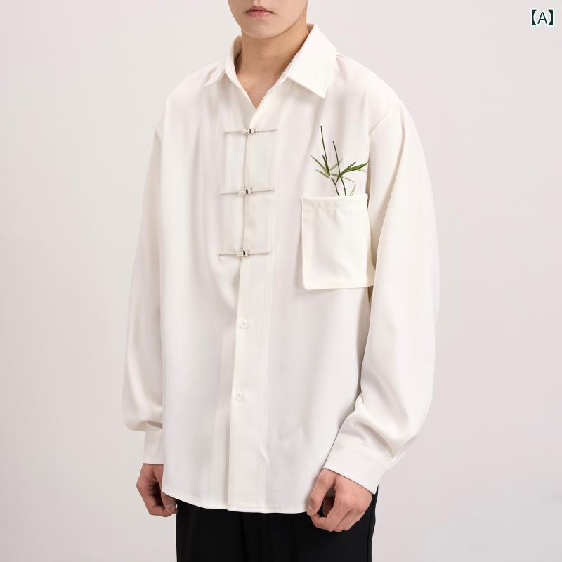 メンズ ファッション 春夏 秋冬 かっこいい オシャレ モテ 男性用 紳士服 服 韓国 シンプル 大人 中国 チュニックシャツ メンズ ハイエンド 中華風 ジャケット 刺繍 長袖 シャツ カジュアル スーツ な