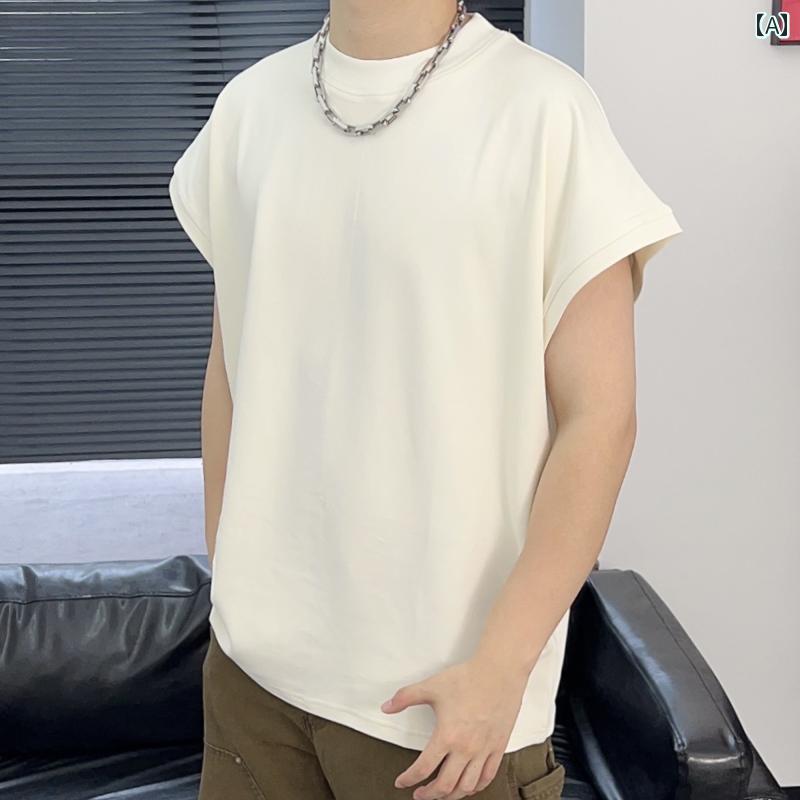 メンズ ファッション 春夏 秋冬 かっこいい オシャレ モテ 男性用 紳士服 服 韓国 シンプル 大人 ストリート アメリカン スタイル 小さい ネック ライン チョッキ ベスト メンズ 夏 韓国 スタイル カジュアル スポーツ 無地 シンプル ノースリーブ T シャツ
