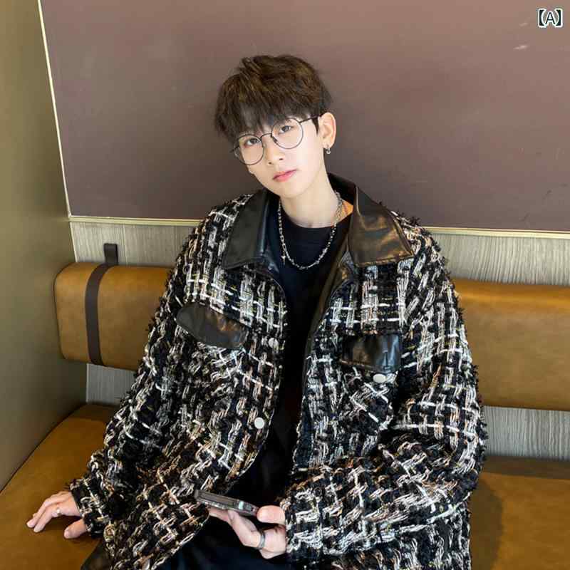 メンズ ファッション 春夏 秋冬 かっこいい オシャレ モテ 男性用 紳士服 服 韓国 シンプル 大人 ハイエンドの な ストリート アメリカン レトロ スプライシング ジャケット メンズ 春秋 カジュアル レザージャケット|YKC8