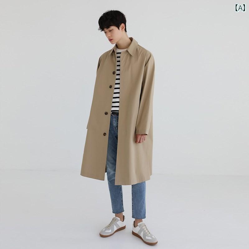 メンズ ファッション 春夏 秋冬 かっこいい オシャレ モテ 男性用 紳士服 服 韓国 シンプル 大人 高級 春秋 膝丈 イギリス 風 メンズ コート ミドル丈 冬 韓国 薄手 ウインドブレーカー ジャケット |YKC8