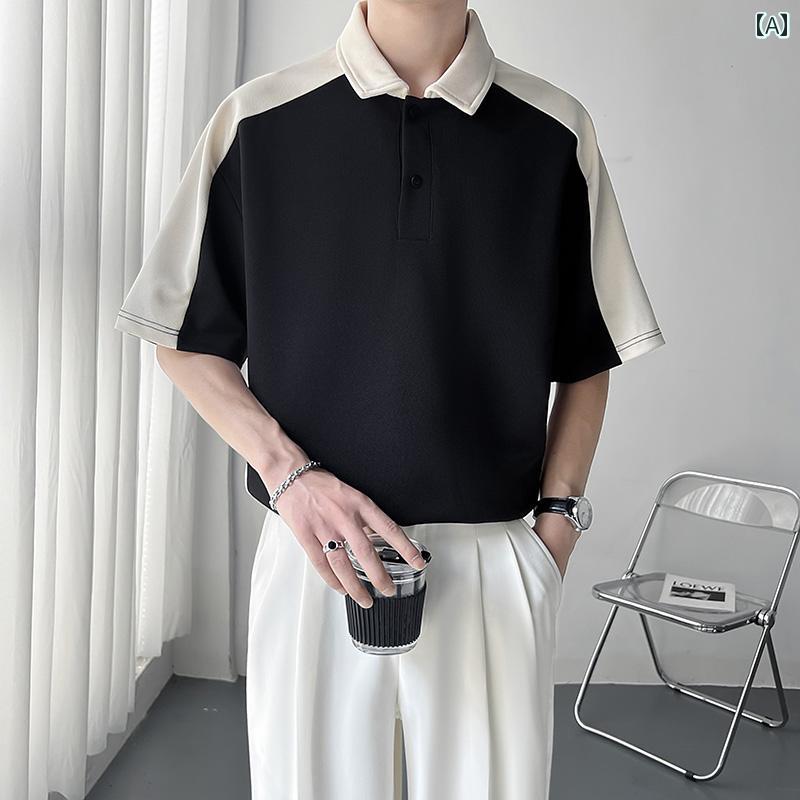 メンズ ファッション 春夏 秋冬 かっこいい オシャレ モテ 男性用 紳士服 服 韓国 シンプル 大人 高級 ステッチ ポロシャツ メンズ 半袖 T シャツ 夏 韓国 カジュアル 半袖 T シャツ｜YKC8