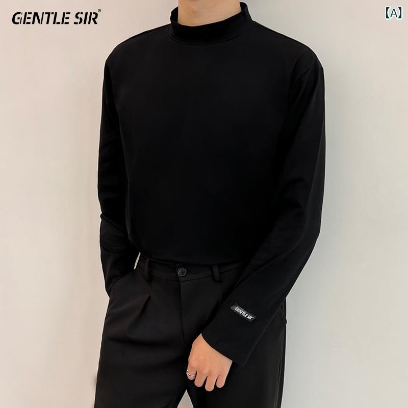 メンズ ファッション 春夏 秋冬 かっこいい オシャレ モテ 男性用 紳士服 服 韓国 シンプル 大人 ペルー モーダル ハーフ タートルネック 白 t シャツ メンズ 長袖 ミッド カラー レイヤリング シャツ 春秋な イン 冬 インナーウェアな 綿｜YKC8