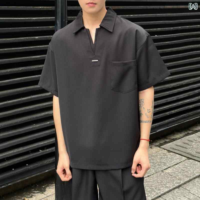 メンズ ファッション 春夏 秋冬 かっこいい オシャレ モテ 男性用 紳士服 服 韓国 シンプル 大人 韓国 な Vネック 半袖 T シャツ メンズ 夏 冷感 カジュアル ポロ 半袖 T シャツ 6,102円