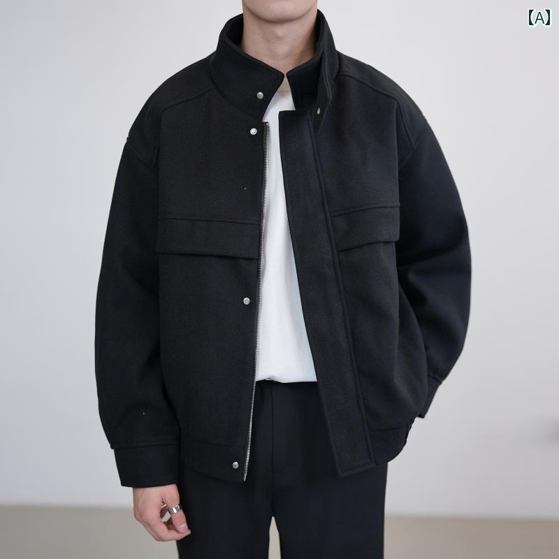 メンズ ファッション 春夏 秋冬 かっこいい オシャレ モテ 男性用 紳士服 服 韓国 シンプル 大人 ハイエンドな フライング バイク スーツ スタンドカラー ショート メンズジャケット 秋冬 厚手の 韓国 ウール ジャケット|YKC8