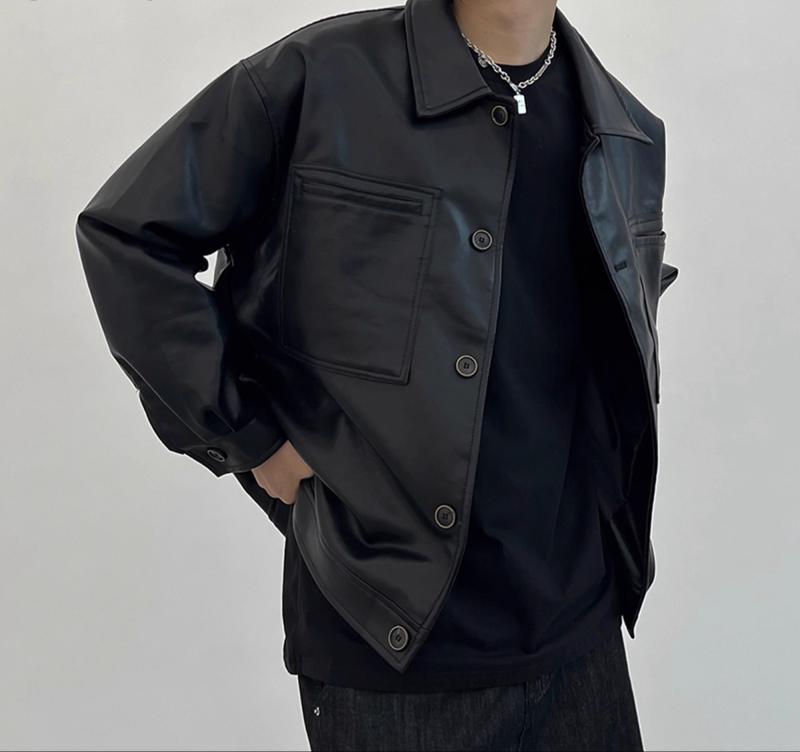 メンズ ファッション 春夏 秋 冬 かっこいい オシャレ モテ 男性用 紳士服 服 韓国 シンプル 大人 男性用 シルエット ライダース レザージャケット 秋 冬 ベルベット 厚手 ショート スタイル レザー PU ジャケット｜YKC8