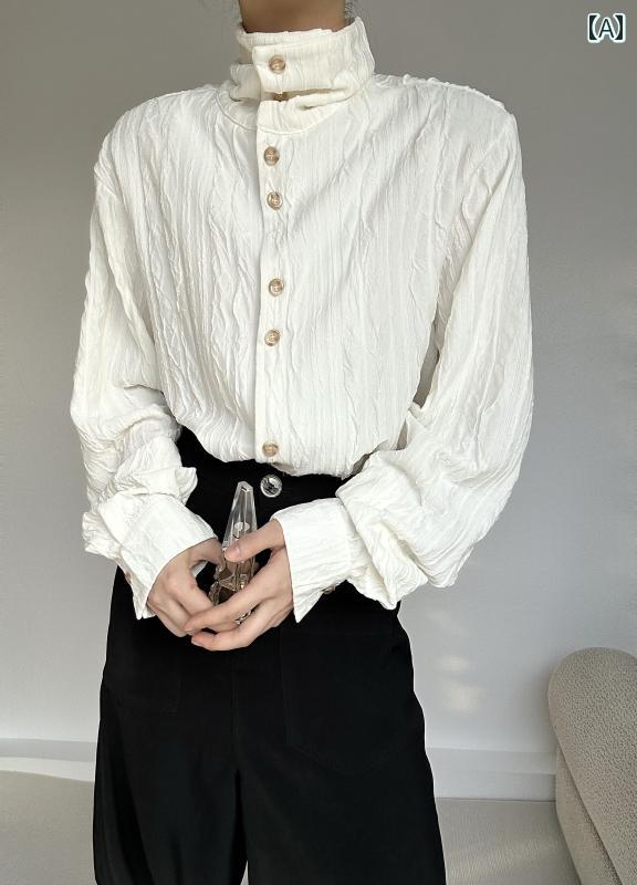 メンズ ファッション 春夏 秋冬 かっこいい オシャレ モテ 男性用 紳士服 服 韓国 シンプル 大人 高級 秋冬 和風 ハイネック シャツ 男女兼用 ゆったり 質感 新型 中華風 スタンドカラー 長袖 シャツ