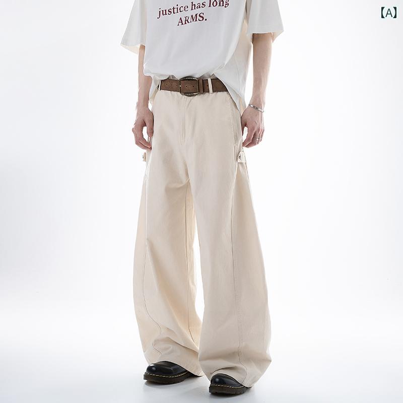 メンズ ファッション 春夏 秋冬 かっこいい オシャレ モテ 男性用 紳士服 服 韓国 シンプル 大人 プロ ファイル マチェーテ ワークウェア カジュアル パンツ メンズ 夏 薄手 ストレート ワイド レッグ シンプル スポーツ パンツ