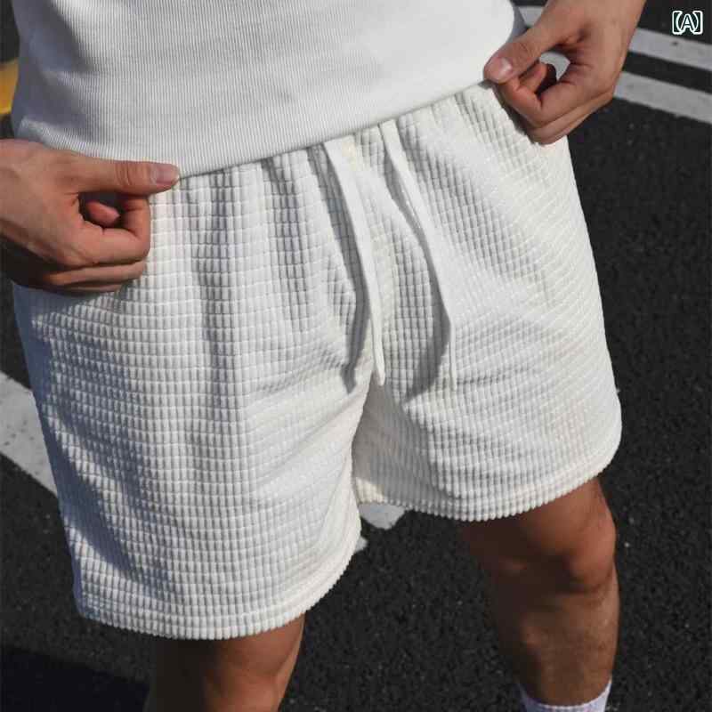 メンズ ファッション 春夏 秋冬 かっこいい オシャレ モテ 男性用 紳士服 服 韓国 シンプル 大人 夏用 ブラックレザー メンズ スポーツ ショーツ ゆったり シンプル 快適 膝丈 パンツ アメリカンフィットネス パンツ｜YKC8