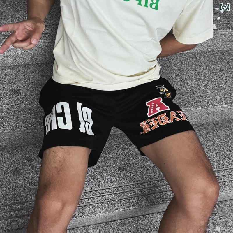 メンズ ファッション 春夏 秋冬 かっこいい オシャレ モテ 男性用 紳士服 服 韓国 シンプル 大人 夏用 ブラックレザー アメリカン バスケットボール トレーニング パンツ ボーイズ メッシュ 通気性 伸縮性 パンツ レトロ プリント 4点 パンツ メンズ｜YKC8