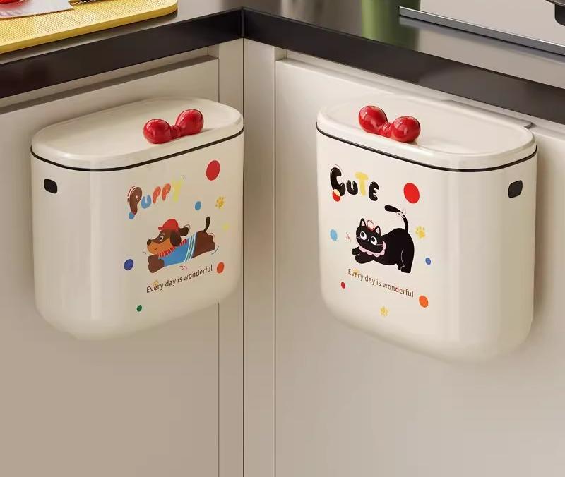 インテリア 韓国 おしゃれ かわいい 雑貨 小物 生活 キッチン 台所 ゴミ箱 家庭 カバー 大容量 フック 貼り付け 便利 犬 猫 イラスト リボン ガーリー シンプル 高級 カジュアル セット