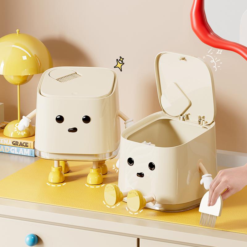 インテリア 韓国 おしゃれ かわいい 雑貨 小物 生活 デスクトップ ゴミ箱 プッシュ リビング ベッド オフィス 会社 シンプル 高級 カジュアル 掃除 個性的 ブラシ ほうき 蓋 パソコン 便利 ミニ 小型