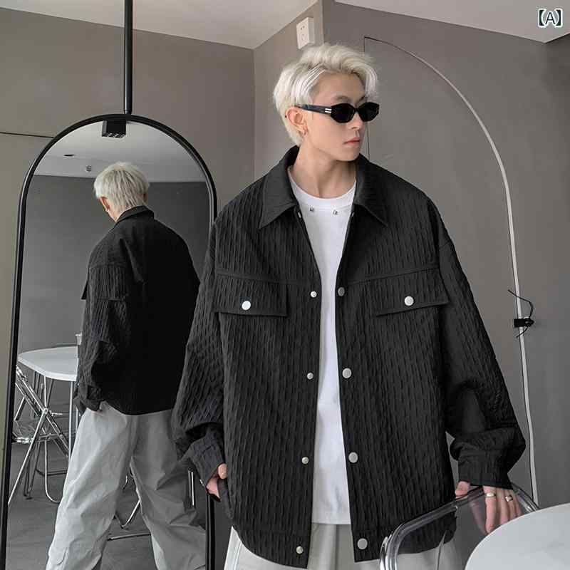 メンズ ファッション 春夏 秋冬 かっこいい オシャレ モテ 男性用 紳士服 服 韓国 シンプル 大人 メンズ プリーツ テクスチャ ジャケット 春秋 アメリカ ストリート スタイル な ファッション チェック柄のの 高級 ジャケット|YKC8