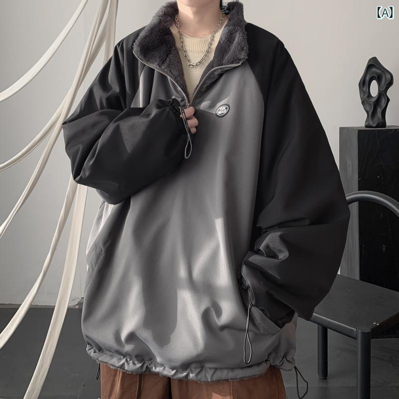 メンズ ファッション 春夏 秋冬 かっこいい オシャレ モテ 男性用 紳士服 服 韓国 シンプル 大人 両面 フェイク ウサギ 毛皮 コットンジャケット 男性用 冬 暖かい 裏起毛 厚手 コットンジャケット ファーコート|YKC8