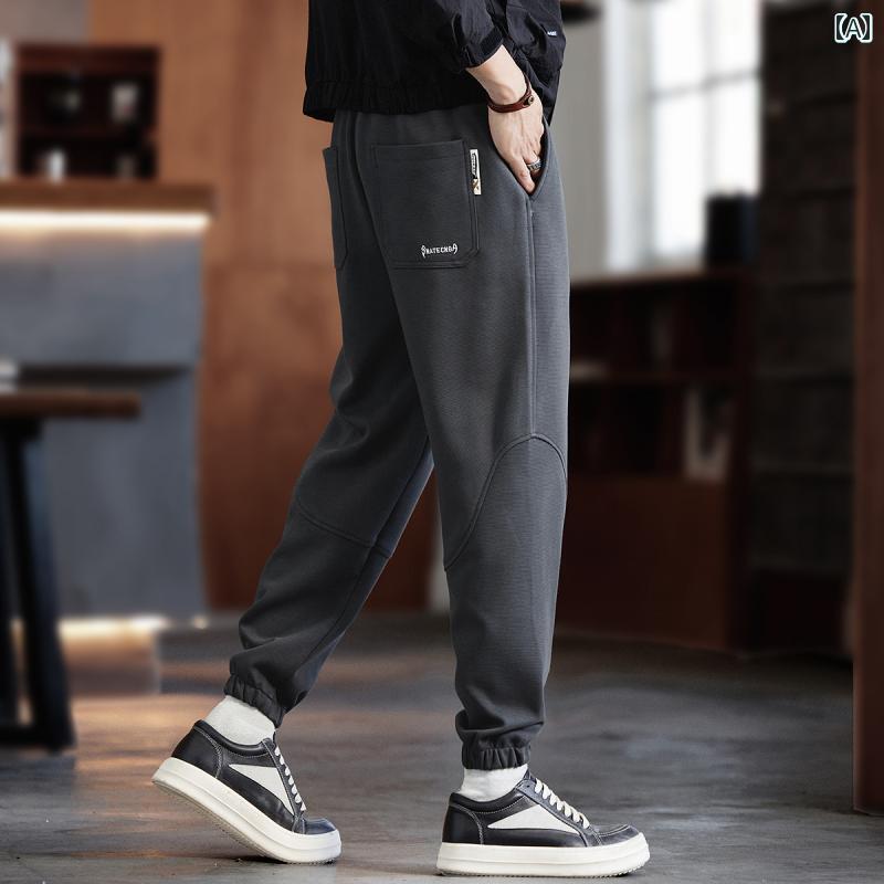 メンズ ファッション 春夏 秋冬 かっこいい オシャレ モテ 男性用 紳士服 服 韓国 シンプル 大人 グリーン ディア アメリカン ヘビー レトロ 刺繍 メンズ スウェットパンツ 秋冬 スポーツ カジュアル パンツ|YKC8