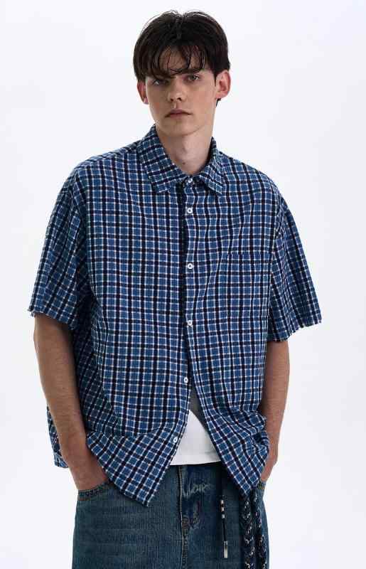 メンズ ファッション 春夏 秋冬 かっこいい オシャレ モテ 男性用 紳士服 服 韓国 シンプル 大人 アメリカンの レトロ チェック柄 半袖 シャツ 男女兼用 ゆったり カジュアル クリーン フィットチェック シャツ|YKC8