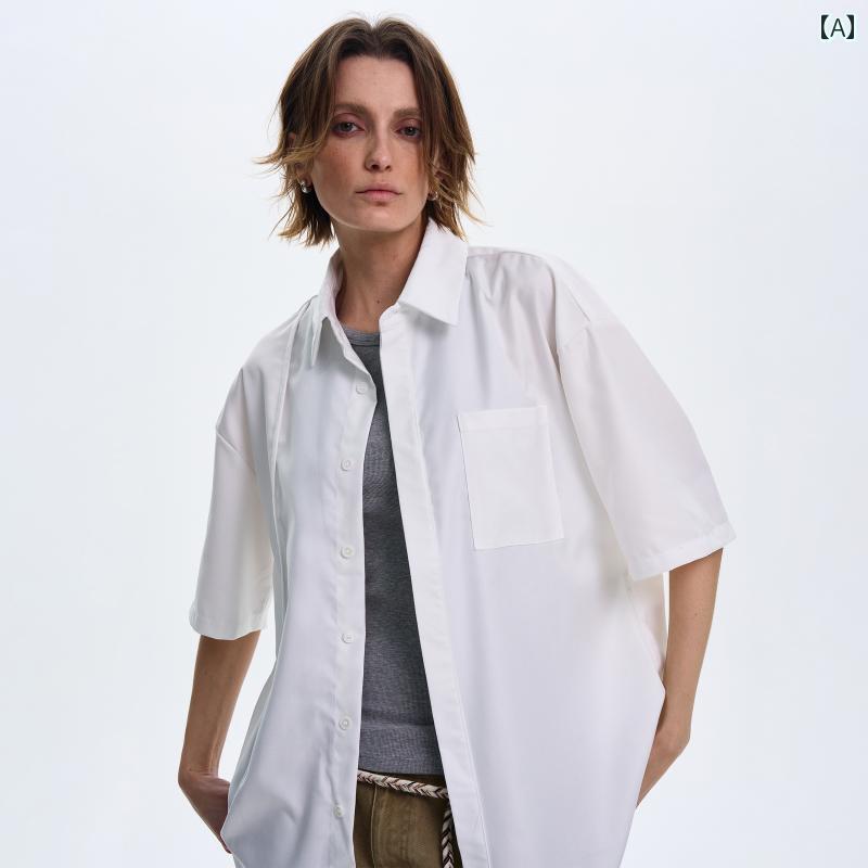 メンズ ファッション 春夏 秋冬 かっこいい オシャレ モテ 男性用 紳士服 服 韓国 シンプル 大人 シンプル ハイ インテリジェンス 無地 半袖 シャツ 男女兼用 ゆったり カジュアル 快適 シャツ トップス 7,112円