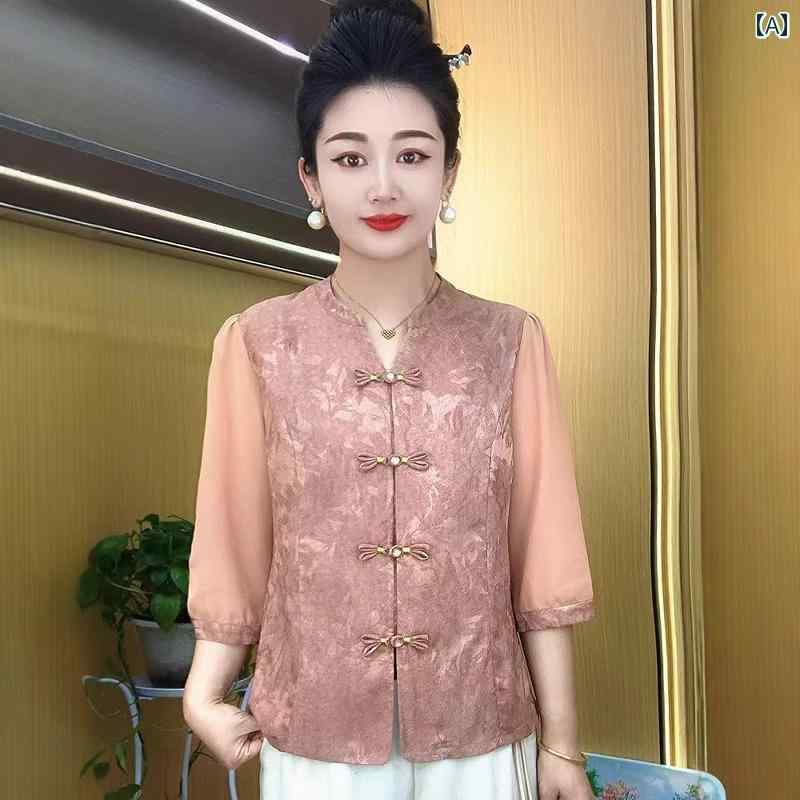 レディース ファッション おしゃれ 春夏 秋 冬 大人 上品 高級 マダム ミス ミセス プレゼント ボタン七分袖 T シャツ トップス 夏 ママ ワンピース おしゃれ 快適 シャツ|YKC8