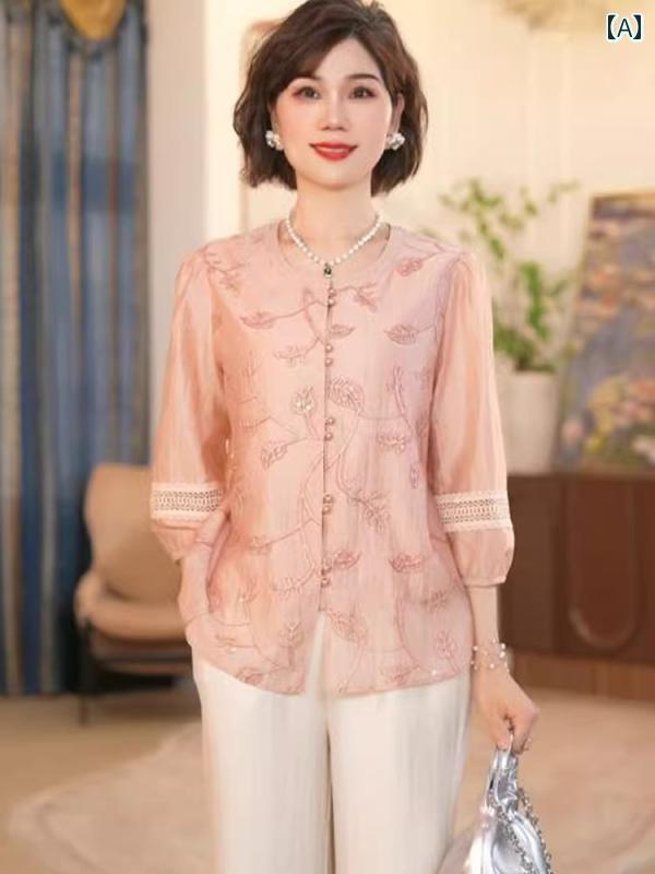 レディース ファッション おしゃれ 春夏 秋　冬 大人 上品 高級 マダム ミス ミセス プレゼント ママ　スーツ　夏　　入り　ラウンドネック　シャツ　女性　ゆったり　通気性　スリム　スーツ　ツーピース　スーツ｜YKC8