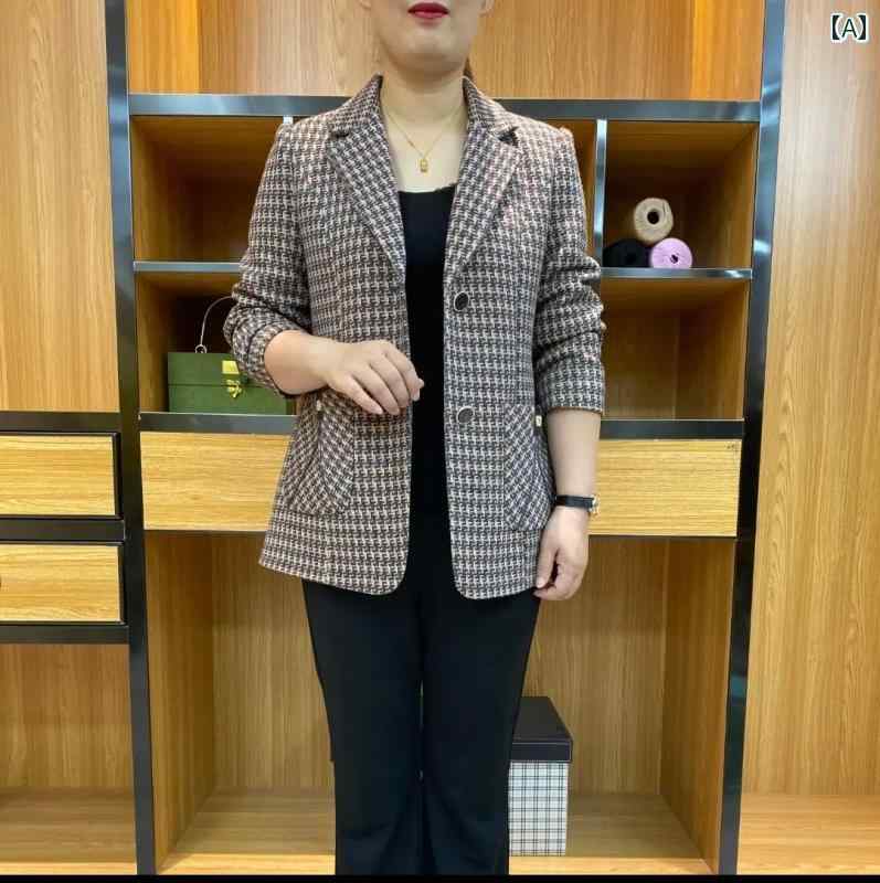 レディース ファッション おしゃれ 春夏 秋　冬 大人 上品 高級 マダム ミス ミセス プレゼント 女性　チェック柄　スーツ　ジャケット　春　ウエスト　痩せ　ショート　スーツ　トップス｜YKC8