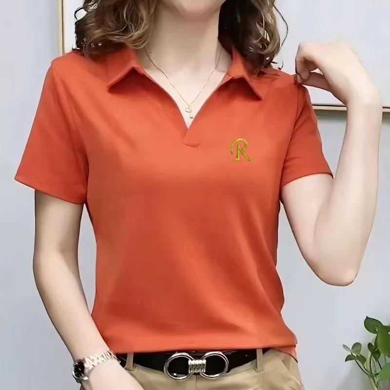 レディース ファッション おしゃれ 春夏 秋 冬 大人 上品 高級 マダム ミス ミセス プレゼント リブ 編み コットン 入り トップス POLO カラー レディース T シャツ スリムトップス 半袖 T シャツ レディース 夏|YKC8