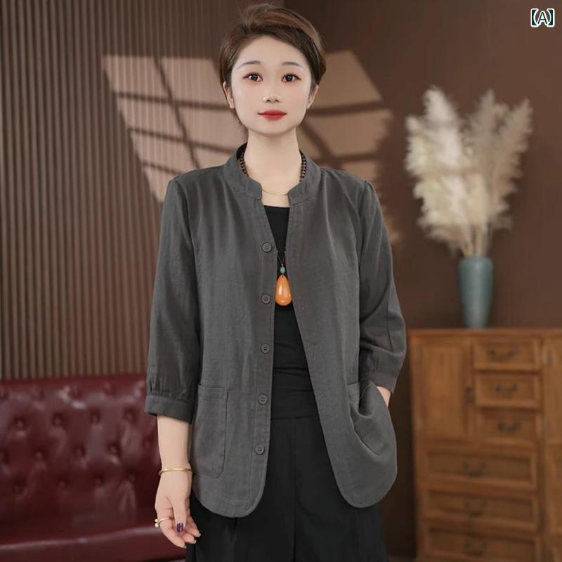 レディース ファッション おしゃれ 春夏 秋 冬 大人 上品 高級 マダム ミス ミセス プレゼント 夏 ファッション ママ ワンピース 七分袖 カーディガンジャケット ゆったり スリム おしゃれ トップス|YKC8