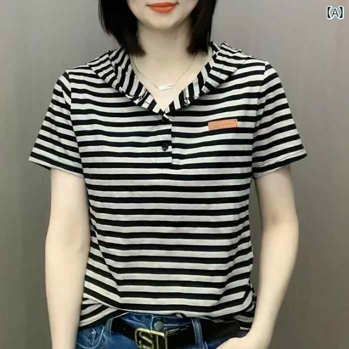 レディース ファッション おしゃれ 春夏 秋 冬 大人 上品 高級 マダム ミス ミセス プレゼント ファッション カジュアル 快適 着用 ストライプ T シャツ 夏 シンプル スリム 半袖|YKC8