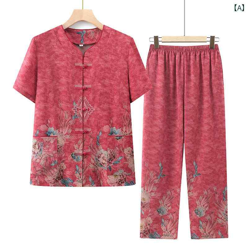 レディース ファッション おしゃれ 春夏 秋 冬 大人 上品 高級 マダム ミス ミセス プレゼント 高齢者 半袖 シャツ 女性おばあちゃん 夏 おしゃれ ツーピース スーツ 60歳 母 シャツ 妻 服|YKC8