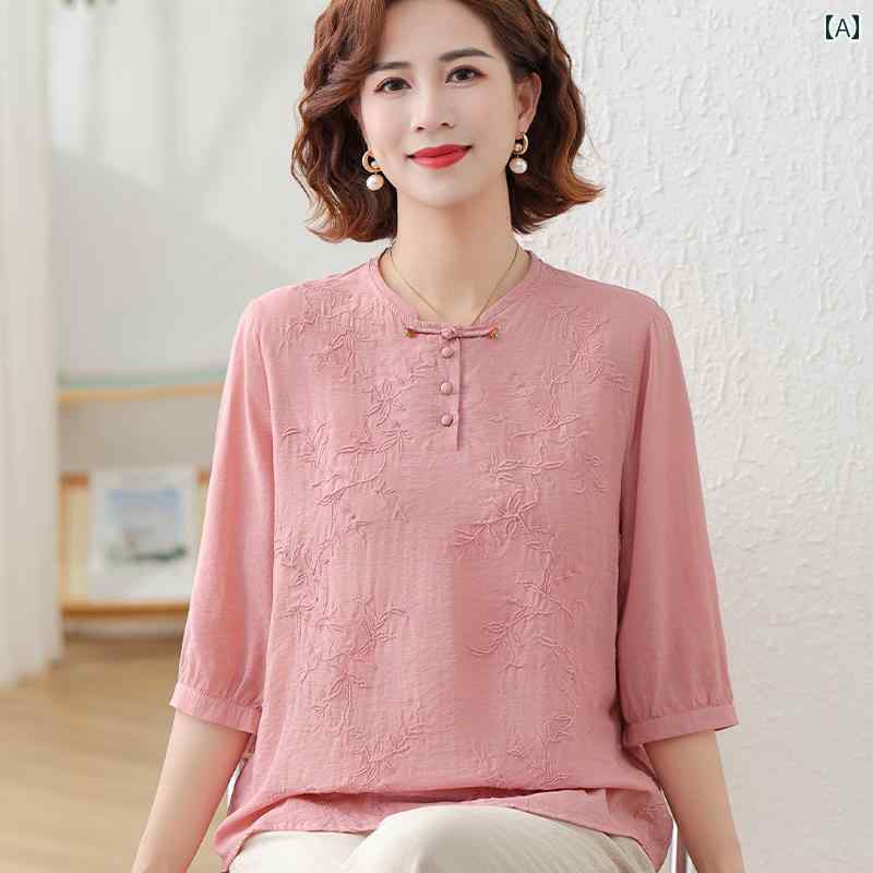 レディース ファッション おしゃれ 春夏 秋 冬 大人 上品 高級 マダム ミス ミセス プレゼント 新米 ママ 夏 ワンピース 小さめシャツ 七分袖綿 麻 T シャツ 女性 春夏 薄手 トップス スーツ|YKC8